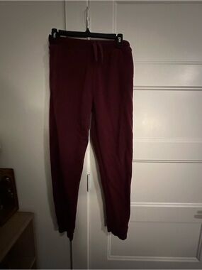 Boy’s Burgundy Jogger Pants - Casual Drawstring Sweatpants